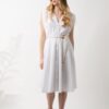 Eleria Cortes Γυναικείο Κεντητό Φόρεμα Σεμιζιέ Αμάνικο Λευκό