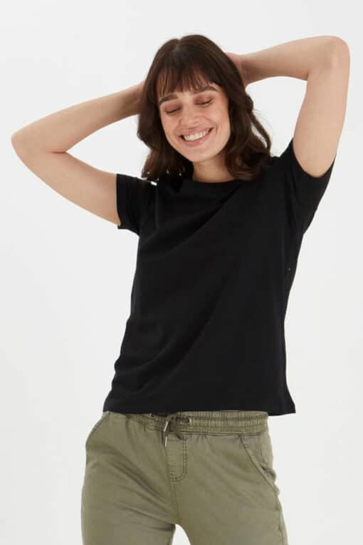 Fransa Γυναικείο Μονόχρωμο T-Shirt μαύρο