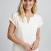 Fransa Κοντομάνικη Μπλούζα Με Δύο Υφάσματα σπασμένο λευκή 2