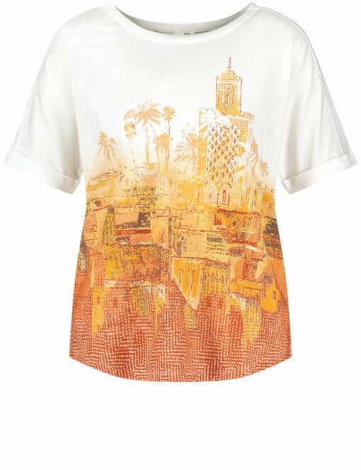 Gerry Weber EcoVero Γυναικείο Μπλουζάκι με Τροπικό Τύπωμα Πορτοκαλί