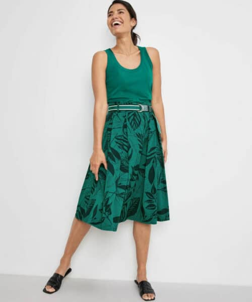 Gerry Weber Γυναικεία Φούστα Midi με Τύπωμα Φύλλα Πράσινη