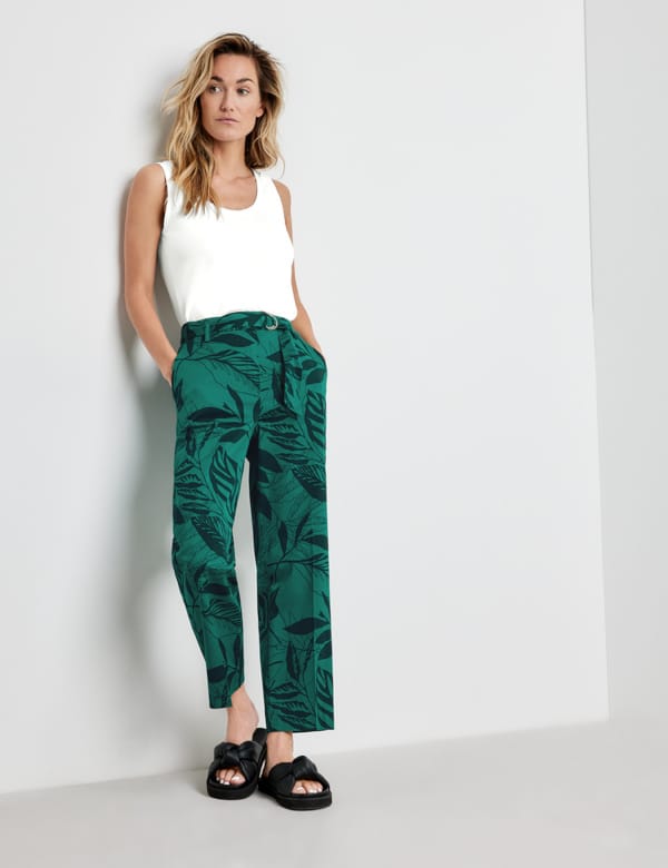 Gerry Weber Γυναικείο Παντελόνι με Τύπωμα Φύλλα Πράσινο