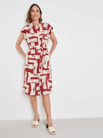 Gerry-Weber-Γυναικείο-Φόρεμα-Σεμιζιέ-με-Μοτίβο-Πινελιές-Λευκό-Κόκκινο-1