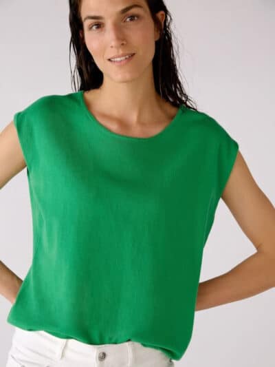 Oui-Γυναικείο-Αμάνικο-Πλεκτό-Μπλουζάκι-Πράσινο-1