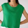 Oui Γυναικείο Αμάνικο Πλεκτό Μπλουζάκι Πράσινο