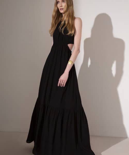Sarah Lawrence Γυναικείο Φόρεμα Maxi με Ανοιχτή Μέση Μαύρο