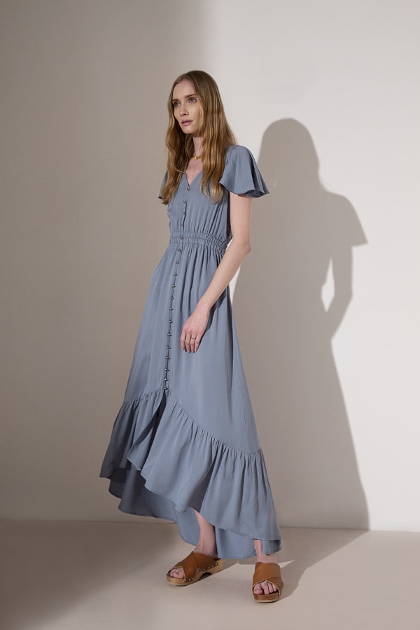 Sarah Lawrence Γυναικείο Φόρεμα Maxi με Ασύμμετρο Ποδόγυρο Βεραμάν