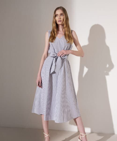 Sarah Lawrence Γυναικείο Φόρεμα Αμάνικο Ριγέ με Ζώνη