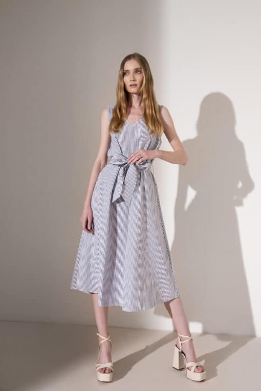 Sarah Lawrence Γυναικείο Φόρεμα Αμάνικο Ριγέ με Ζώνη