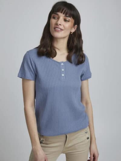 Fransa-Γυναικείο-T-Shirt-Με-Κουμπιά-Ανάγλυφο-Ύφασμα-1