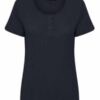 Fransa Γυναικείο T-Shirt Με Κουμπιά & Ανάγλυφο Ύφασμα Μπλε Σκούρο