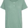 Fransa Γυναικείο T-Shirt Με Κουμπιά & Ανάγλυφο Ύφασμα Πράσινο