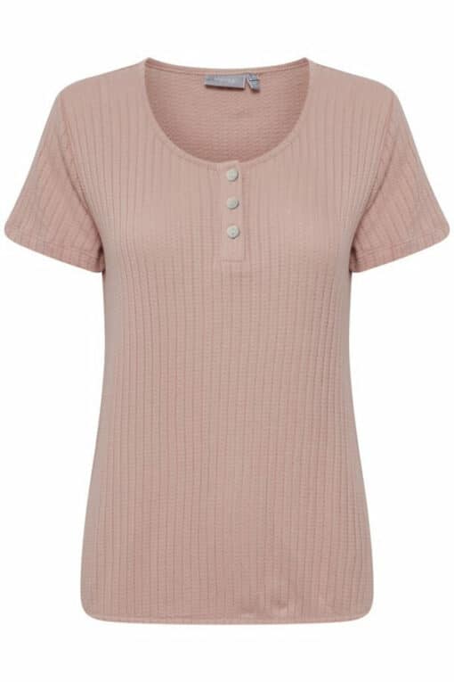 Fransa Γυναικείο T-Shirt Με Κουμπιά & Ανάγλυφο Ύφασμα Ροζ