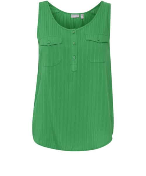 Fransa Γυναικείο Αμάνικο Μπλουζάκι με Ανάγλυφες Ρίγες Πράσινο