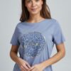 Fransa Γυναικείο Κοντομάνικο Μπλουζάκι με Τύπωμα Animal Print Γαλάζιο