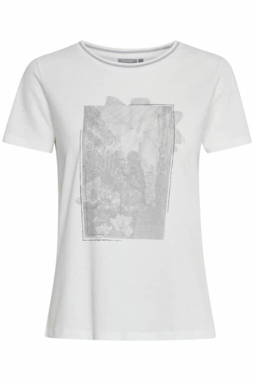 Fransa Γυναικείο Μονόχρωμο T-Shirt Με Τύπωμα Λευκό