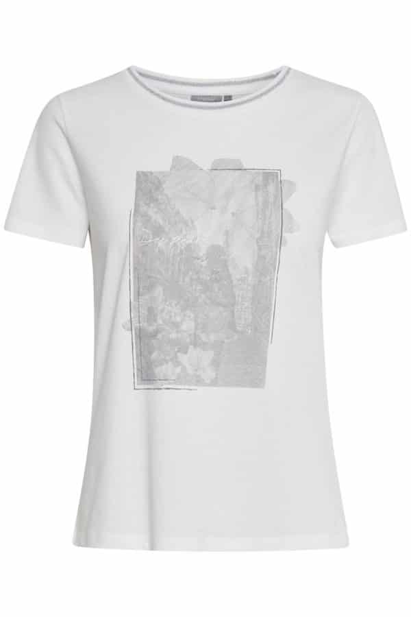 Fransa Γυναικείο Μονόχρωμο T-Shirt Με Τύπωμα Λευκό
