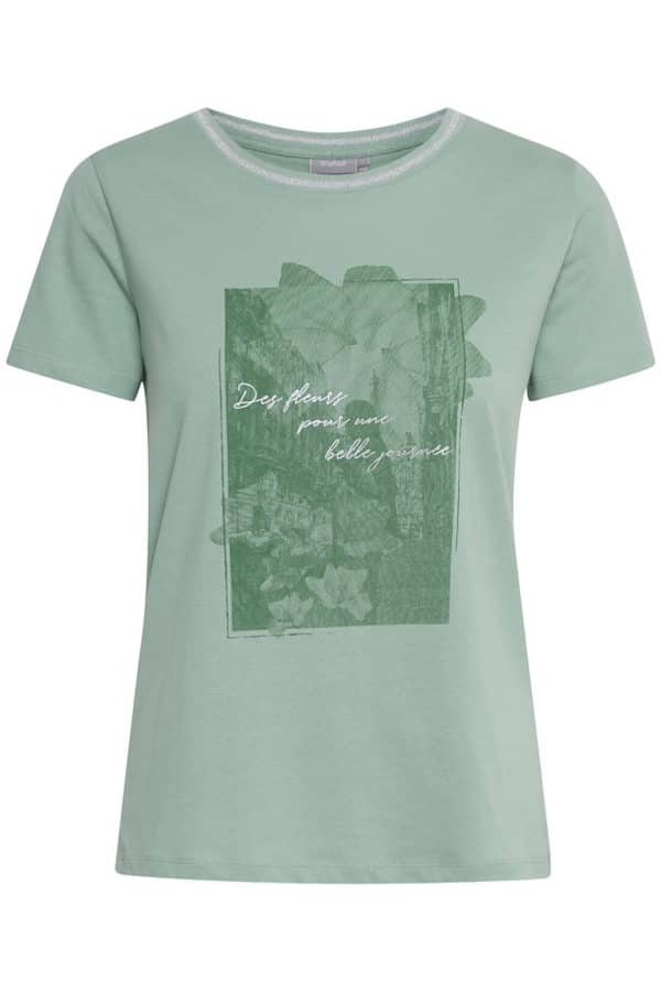 Fransa Γυναικείο Μονόχρωμο T-Shirt Με Τύπωμα Πράσινο_1