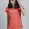 Fransa Γυναικείο Μονόχρωμο T-Shirt με Τύπωμα Κοραλί