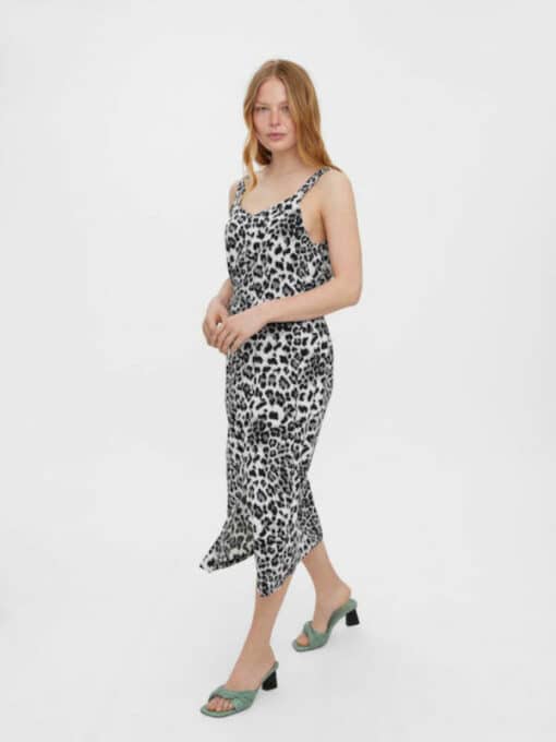 Vero Moda Midi Φόρεμα Τιραντέ Animal Print Γκρι_1