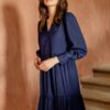 Fransa Γυναικείο Μακρυμάνικο Φόρεμα με Κουμπιά Μπλε (1)