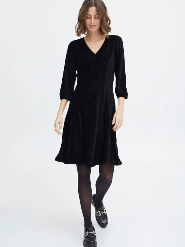 Fransa Φόρεμα Mini Αμπιγιέ με Μανίκι 3-4 και V Λαιμόκοψη Μαύρο