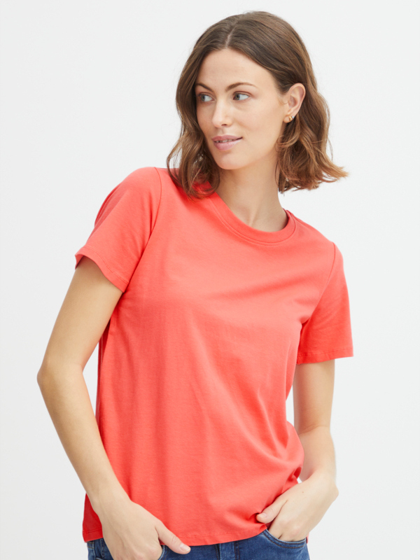 Fransa Γυναικείο T-Shirt με Στρογγυλή Λαιμόκοψη Κοραλί 3