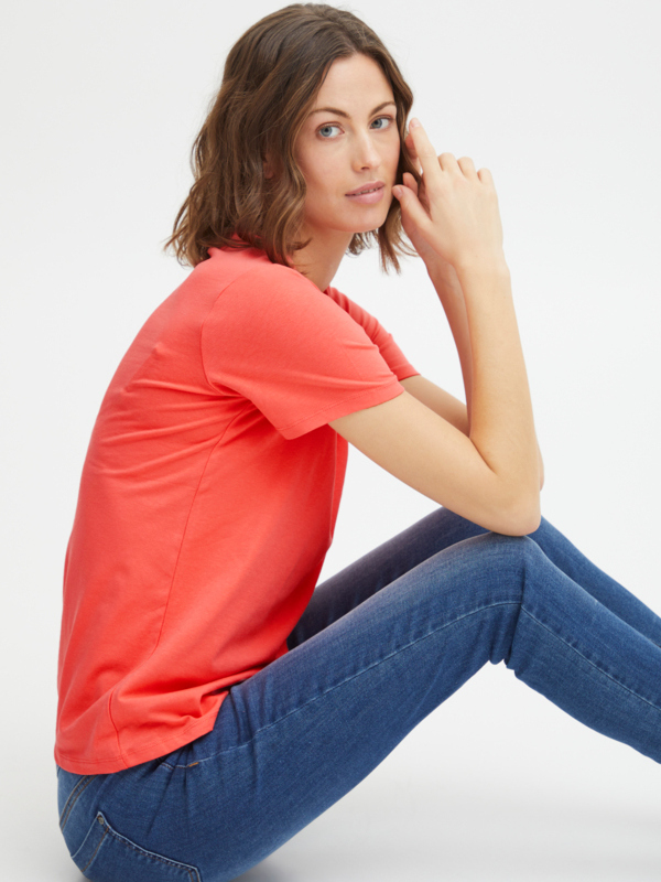 Fransa Γυναικείο T-Shirt με Στρογγυλή Λαιμόκοψη Κοραλί 4