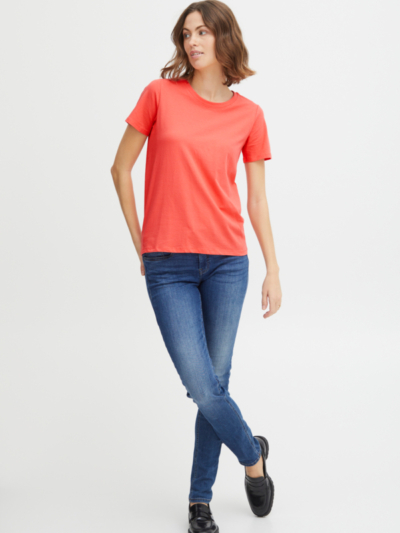 Fransa Γυναικείο T-Shirt με Στρογγυλή Λαιμόκοψη Κοραλί