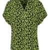 Fransa Κοντομάνικη Μπλούζα Μαύρη Με Πράσινες Βούλες_1
