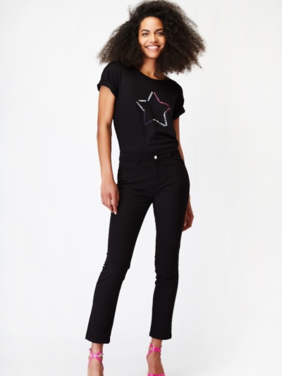 Sarah Lawrence Παντελόνι Βαμβακερό Regula Waist Skinny 5τσπ Μαύρο