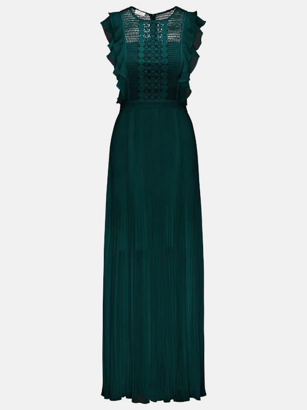 Apart Φόρεμα Αμάνικο Μακρύ Πράσινο Σκούρο_1