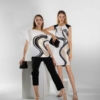 Edas Luxury Collection Stringara Φόρεμα Αμάνικο Λευκό-Μαύρο