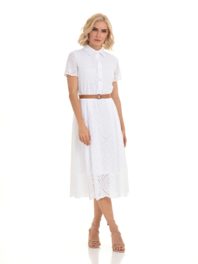 Estel Φόρεμα Κοντομάνικο Λευκό