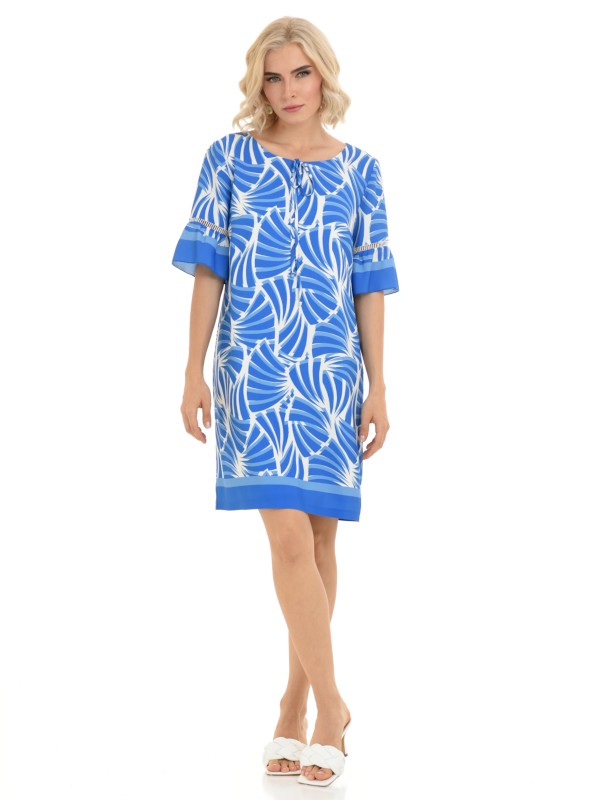 Estel Φόρεμα Κοντομάνικο Με Μοτίβο Γαλάζιο