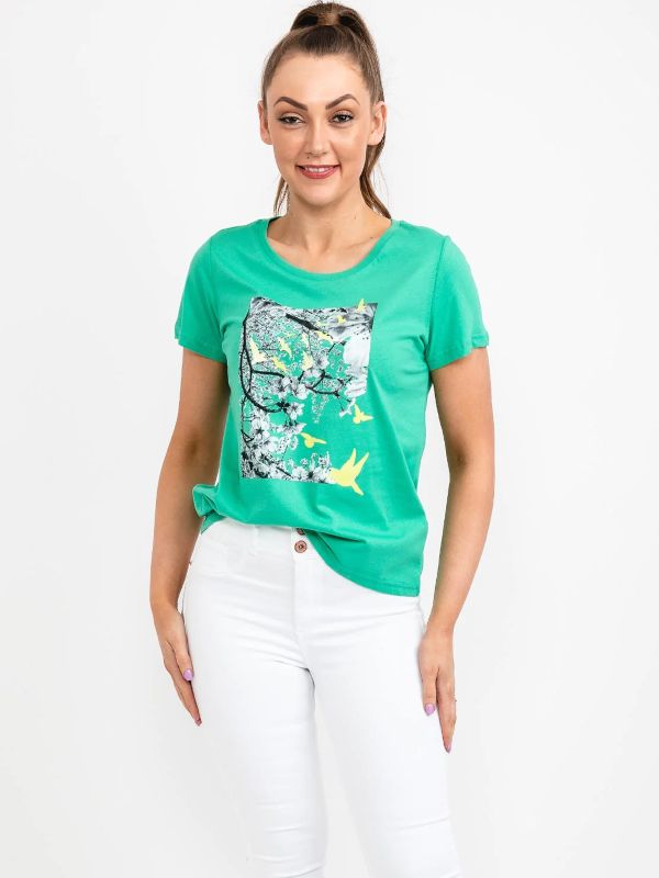 Fransa Γυναικείο T-Shirt Με Στρογγυλή Λαιμόκοψη Πράσινο