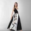 Edas Luxury Collection Saxofono Φόρεμα Αμάνικο Λευκό-Μαύρο