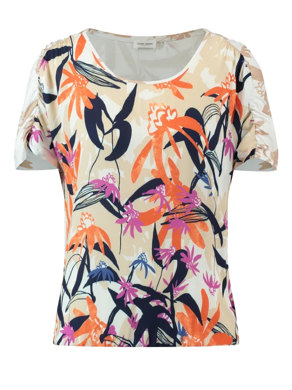 Gerry Weber Γυναικεία Κοντομάνικη Μπλούζα Με Σχέδια Πολύχρωμη