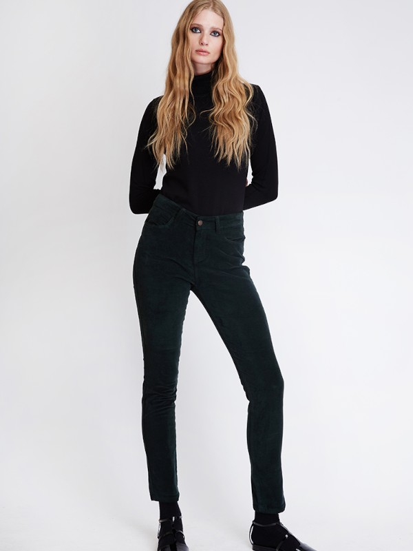 Sarah Lawrence Παντελόνι Regular Waist Skinny 5τσπ Πράσινο Σκούρο