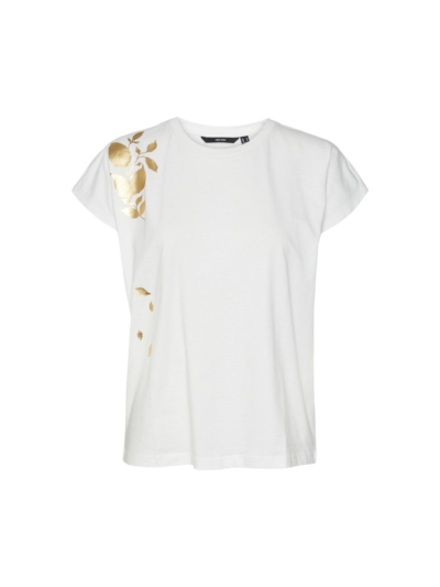 Vero Moda Γυναικεία Μπλούζα Λευκή Με Χρυσό Σχέδιο