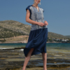 Eleria Cortes Γυναικείο Φόρεμα Σκούρο Μπλε Με Μοτίβο Λευκό