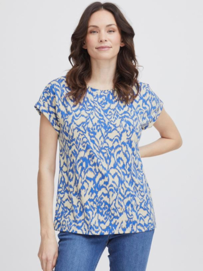 Fransa Γυναικείο T-Shirt Κοντομάνικο Εμπριμέ Μπλε Ανοιχτό