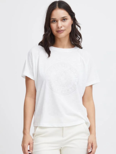 Fransa Γυναικείο T-Shirt Κοντομάνικο Λευκό Με Στάμπα