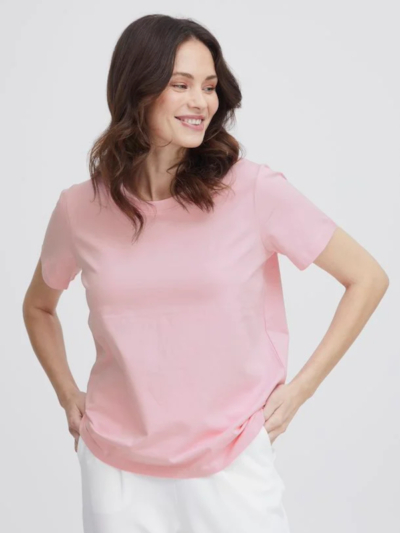 Fransa Γυναικείο T-Shirt με Στρογγυλή Λαιμόκοψη Ροζ