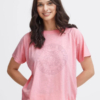 Fransa Γυναικείο T-Shirt Κοντομάνικο Ροζ Με Στάμπα