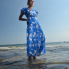 Eleria Cortes Γυναικείο Maxi Φόρεμα Μπλε Με Λευκό Σχέδιο
