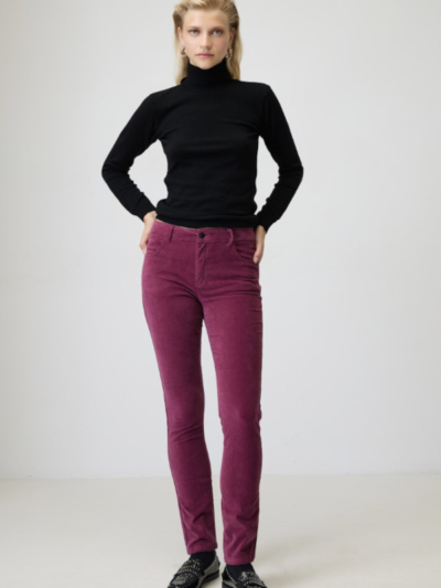 Sarah Lawrence Regular Waist Skinny Παντελόνι Βελουτέ 5τσπ Berry