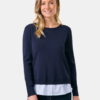 Gerry Weber Γυναικείο Πουλόβερ Με Προσθήκη Πουκαμίσου Μπλε