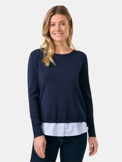 Gerry Weber Γυναικείο Πουλόβερ Με Προσθήκη Πουκαμίσου Μπλε