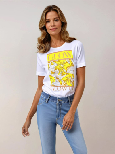 Gerry Weber Γυναικεία Μπλούζα Με Κίτρινη Στάμπα Λευκή